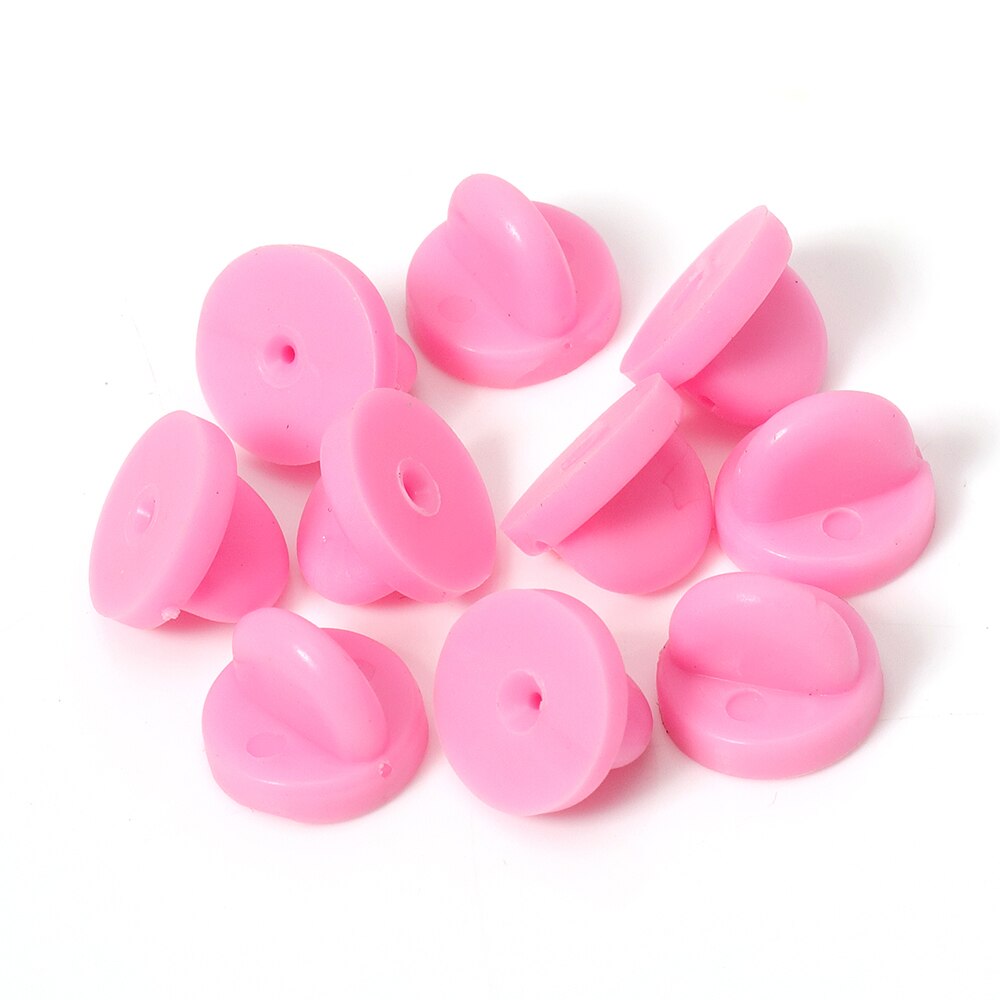 50pcs Rubber Pin Backs Brooch Bukle Button Clasp Clutch Care Cap Nail Tie Back Stoppers Squeeze Badge Holder Jewelry Accessories: Pink