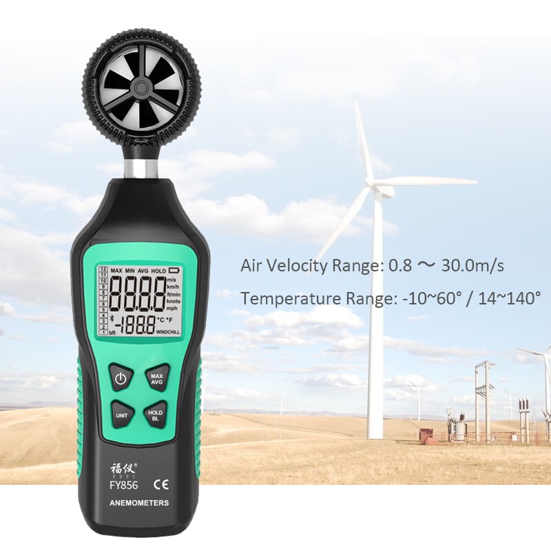 Anemometer Portable Mini Anemometro Thermometer Wind Speed Gauge Meter Windmeter 30m/s LCD Sceen Air Flow Meter