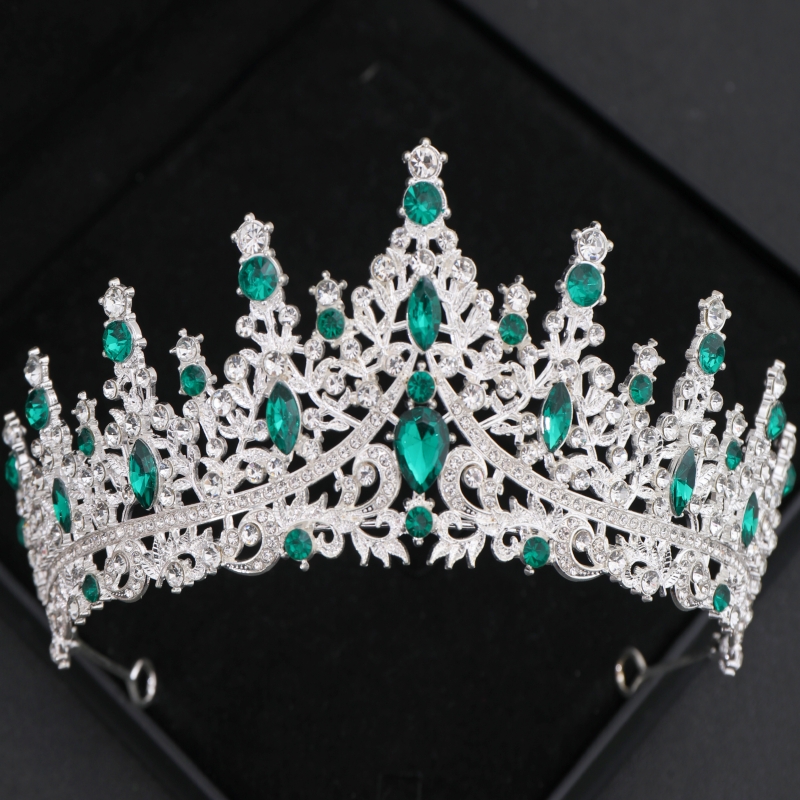 Barok Kristal Tiara 'S En Kronen Strass Prom Diadeem Kroon Voor Vrouwen Bruids Bruiloft Haaraccessoires Sieraden Kroon Tiara: Blue White Zinc Plated