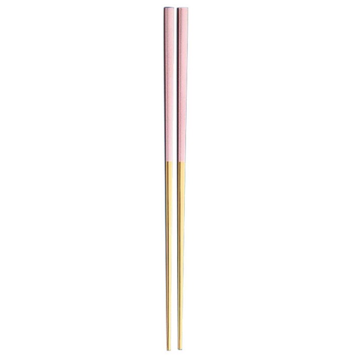 1 Pair 23cm Length Square Chopsticks Stainless Steel Titanium Gold Rose Gold Sushi Colorful Chopsticks #50g