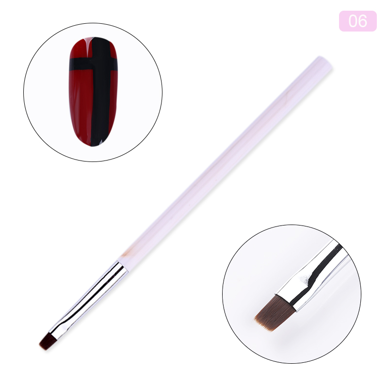 Marmorhandtag nagelkonst akrylborste uv gel liner ritpenna blomma carving måla penslar nail liner diy nail art verktyg: Mönster 6