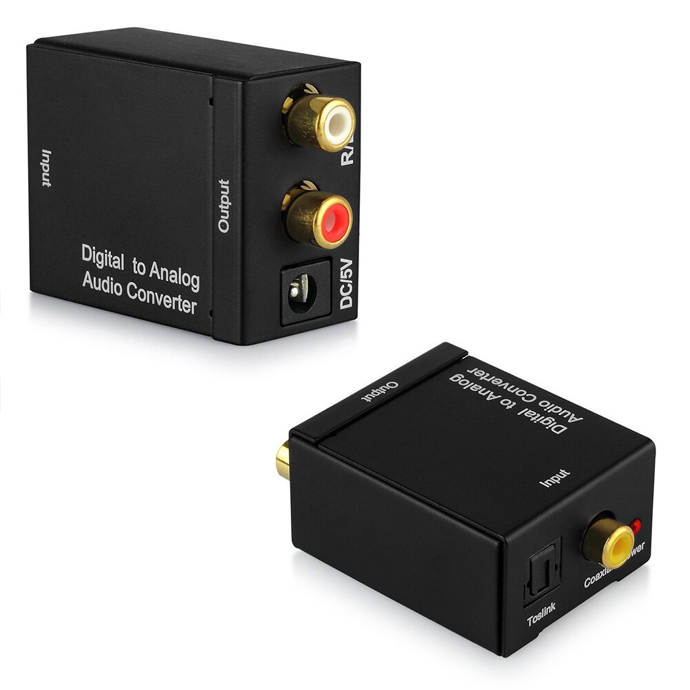 Digital Optical Coaxial Toslink Signal to Analog Audio Converter Adapter RCA Digital To Analog Audio Converter Black