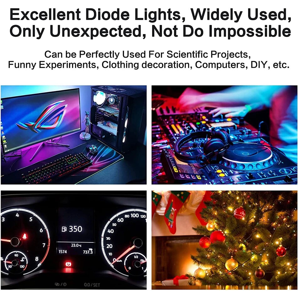 Diodo LED de 200 piezas, 3 mm, 5 mm, diodos emisores de luz LED transparentes, bombilla, lámpara LED, rojo, verde, azul, amarillo, blanco, para experimentos científicos