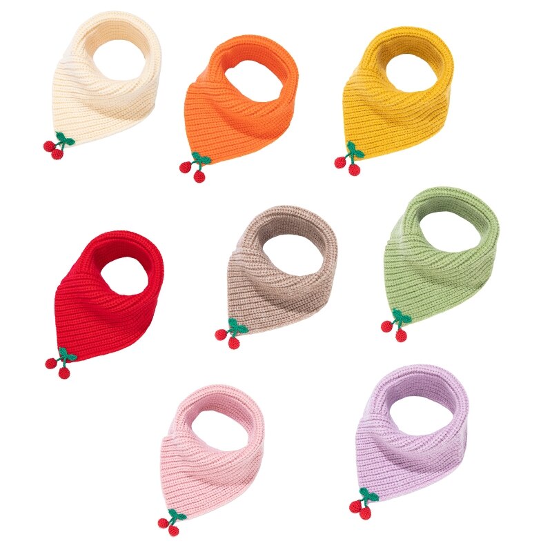 Kinderen baby winter gebreide driehoek sjaal cartoon kers snoepkleur halsdoek omslagdoek dikke gehaakte nekwarmer sjaal