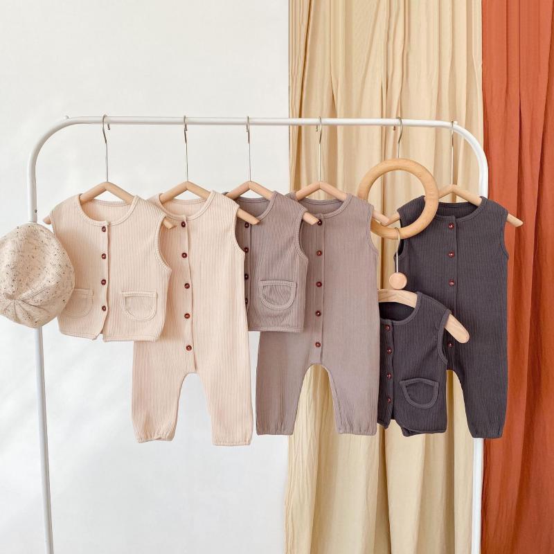 2022 Lente Herfst Baby Leuke Effen Kleur Katoenen Vest Baby Meisjes Jongens Casual Geribbelde Katoenen Kleding Pasgeboren Mode Jas