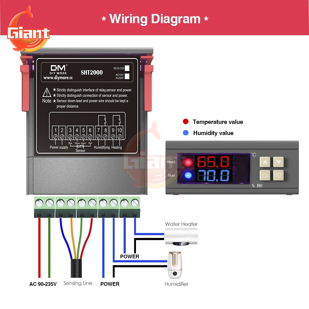 DC 12V 24V 48V AC 110V-220V Digital Temperature Humidity Controller Thermostat Humidistat Thermometer Hygrometer Weather Station