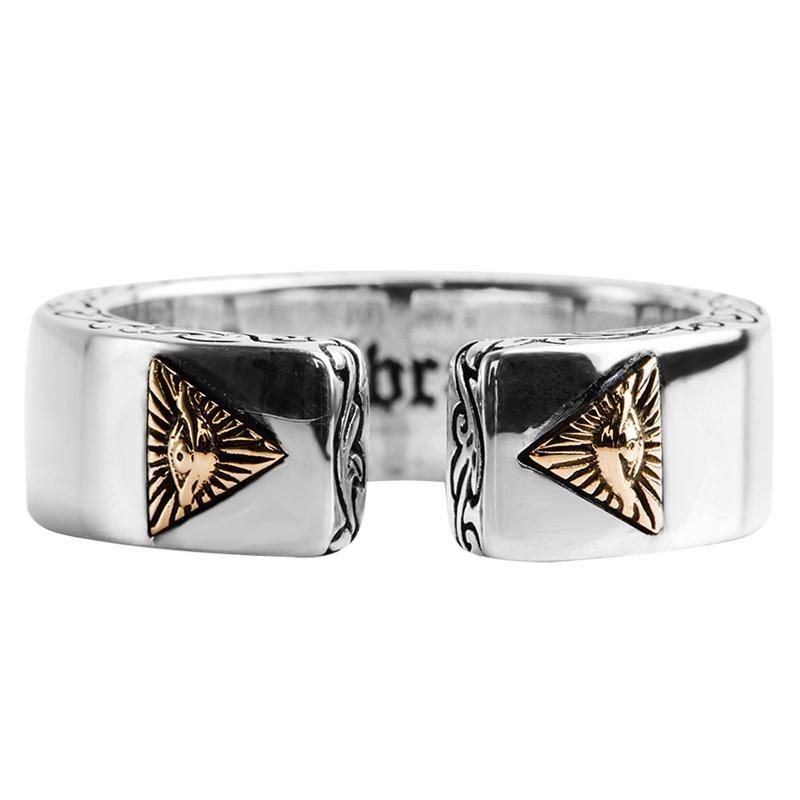 925 Sterling Silver European and American Devil God Eyes Retro Exaggerated Opening Adjustable Men and Women Ring: Default Title
