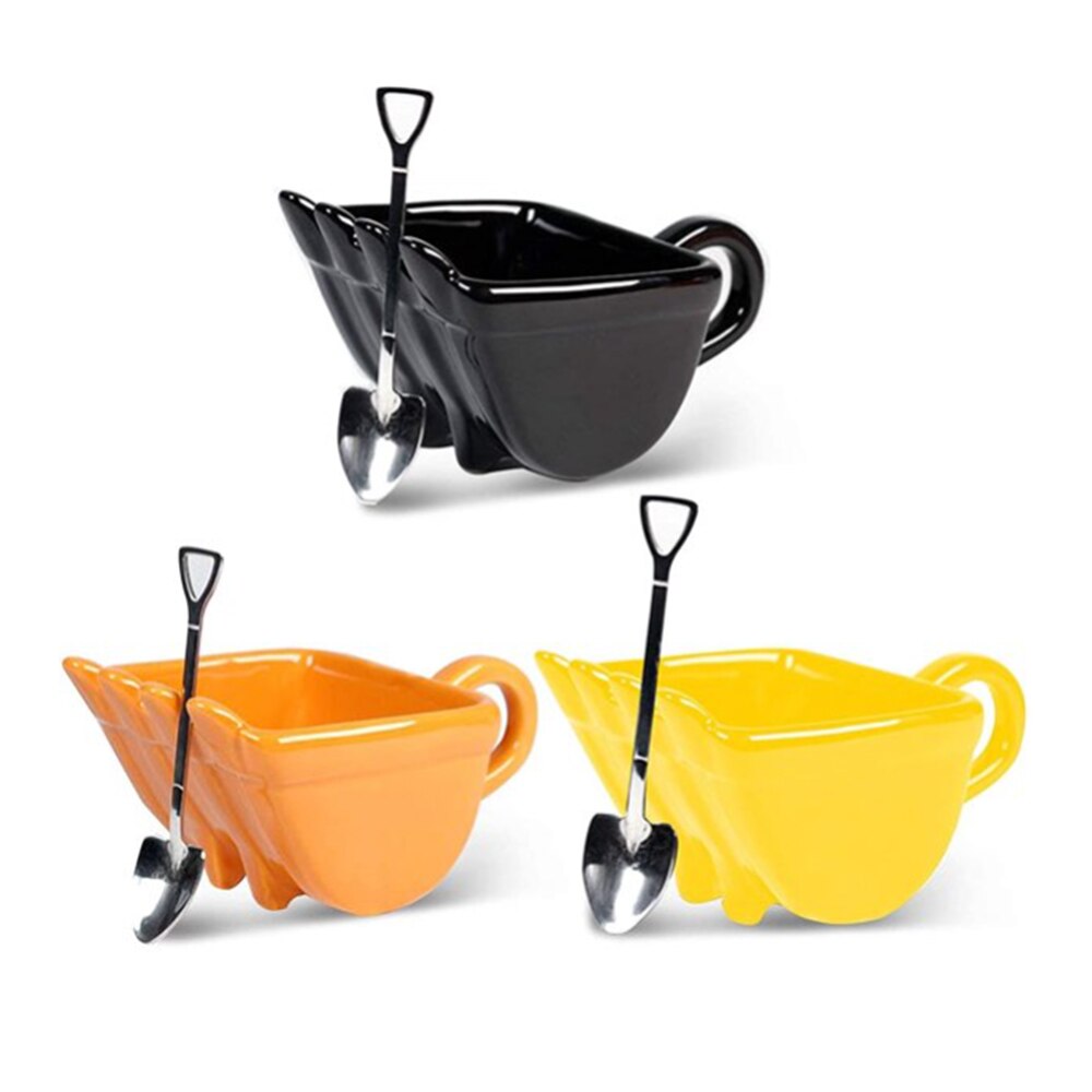 Single Excavator Bucket Cup Hand Tea Coffee Funny Mug Shovel With Spoon Kitchenware
