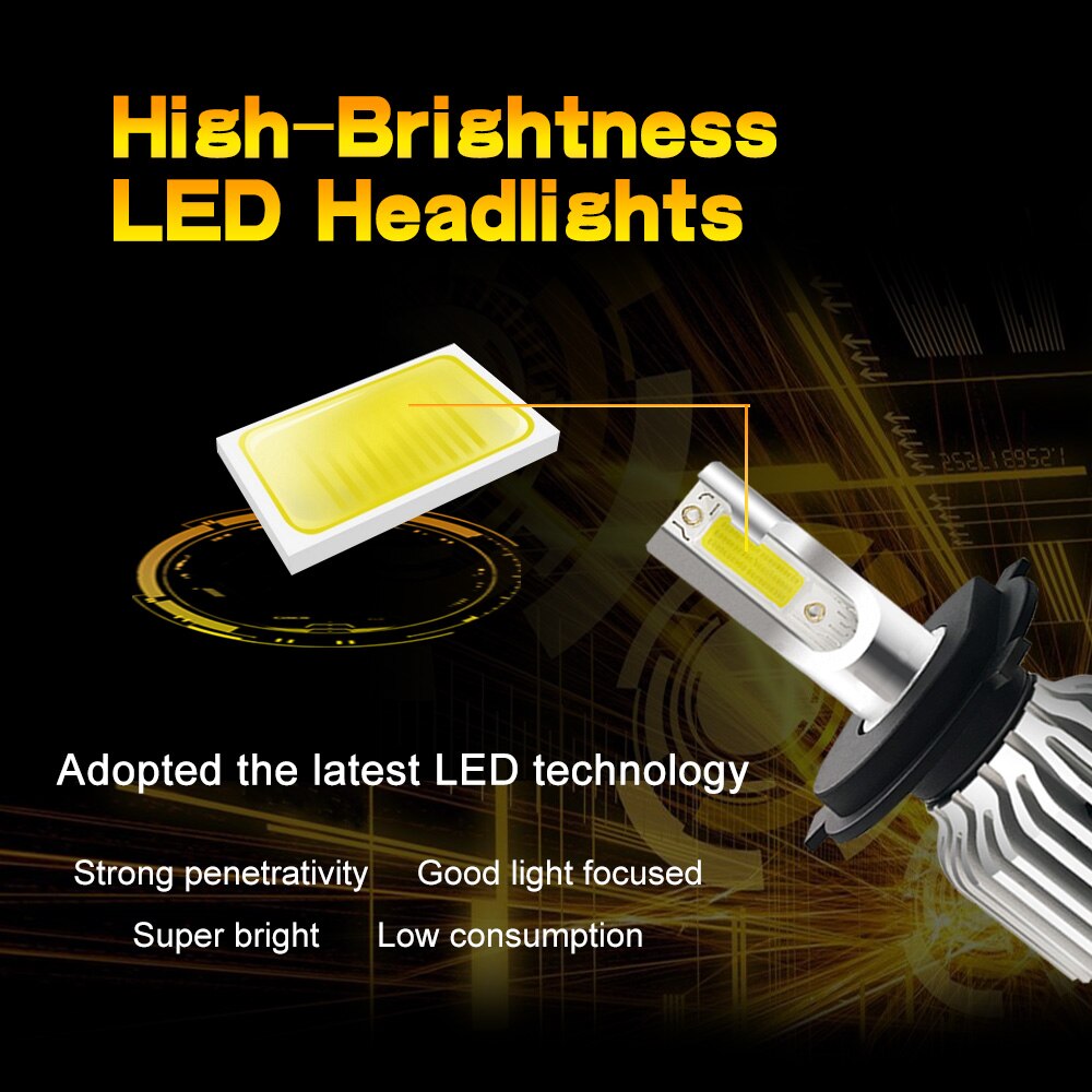 Paire salut / ampulle de phare de konvertering de lepi led de voiture de la paire  h4 9003 60w 1800lm 6000k h7 9005 9006 h11 h1 h8