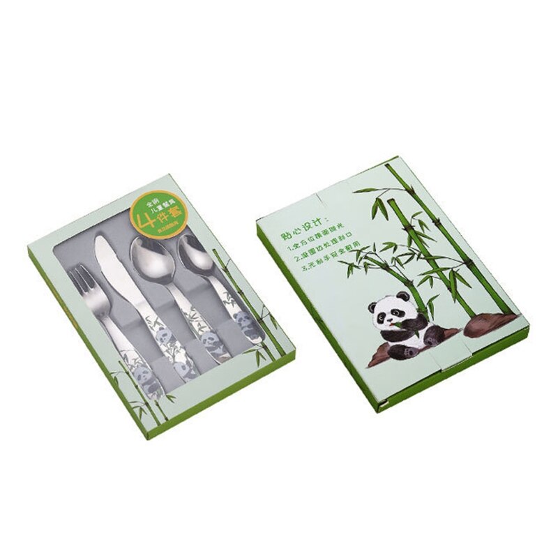 4 teile/satz Baby Löffel Lebensmittel Fütterung Gabel Messer Utensilien einstellen Edelstahl freundlicher Lernen essen Gewohnheit freundlicher Geschirr