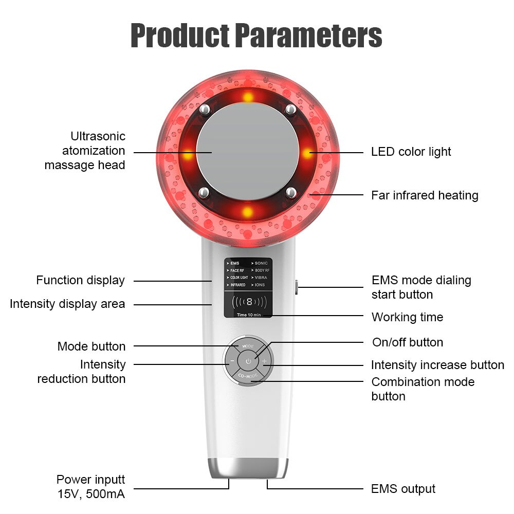 8 IN 1 Cavitation Machine Anti-Cellulite Vacuum Spa Ultrasound Therapy EMS LED Face Body Beauty SkinCare Fat Burner