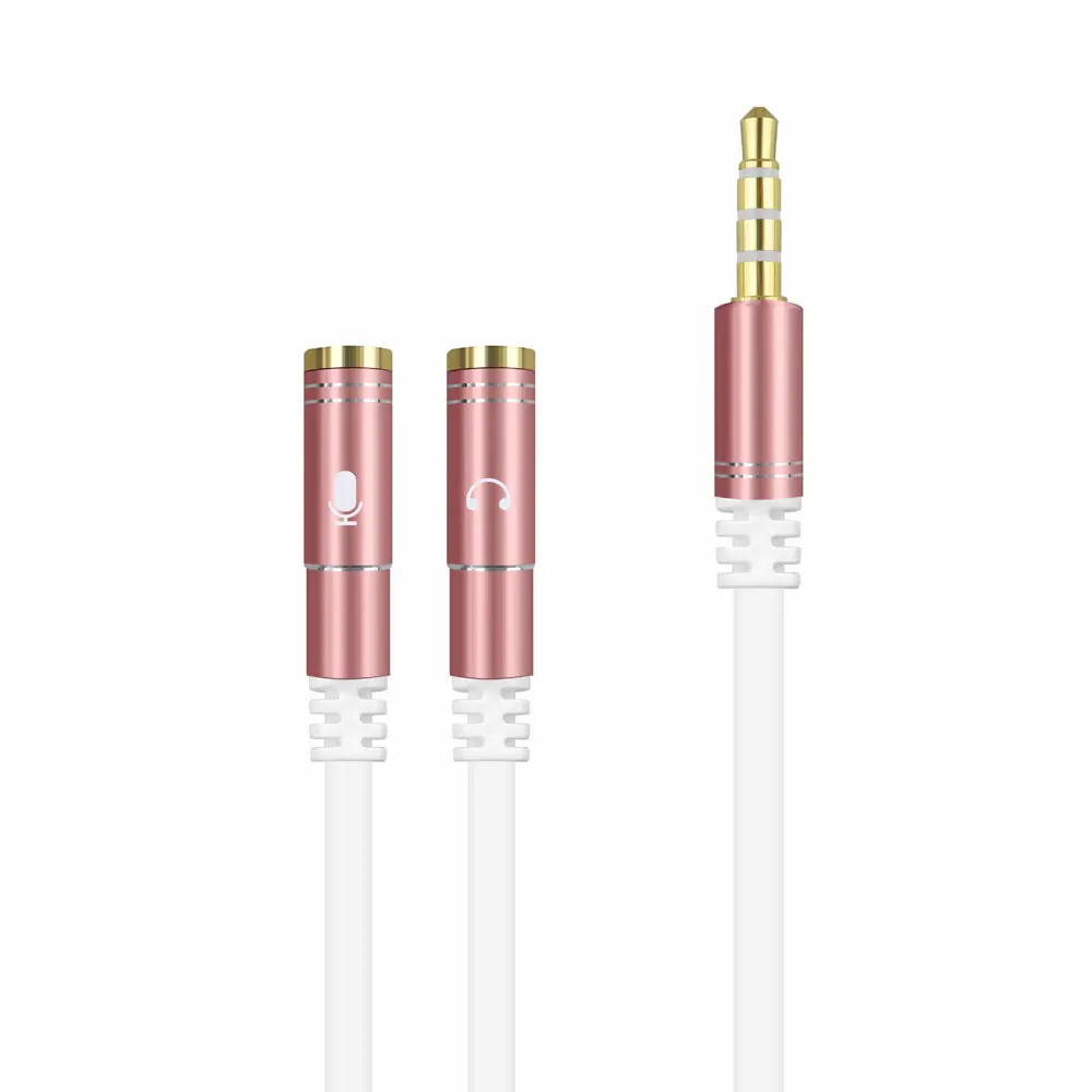 2 en 1 3.5mm prise casque Audio stéréo mâle à femelle casque écouteur micro Y séparateur câble adaptateur connecteur pour téléphone portable: Marron