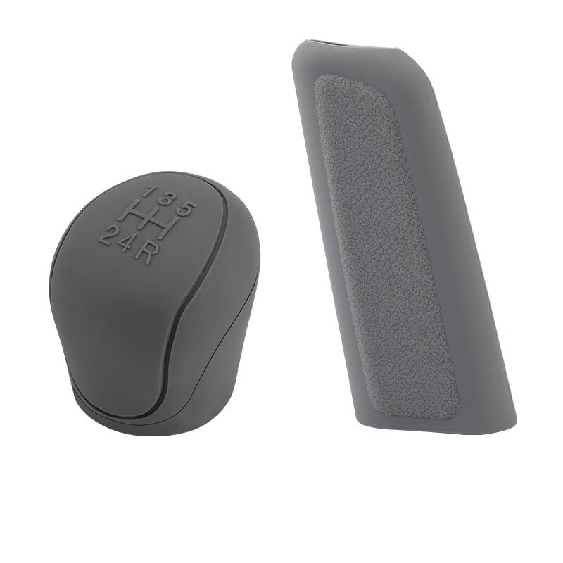 Pomo de palanca de cambios de silicona para coche, cubierta de perilla de freno de mano, funda protectora de piel, estilo de coche: 2pcs(Gray)