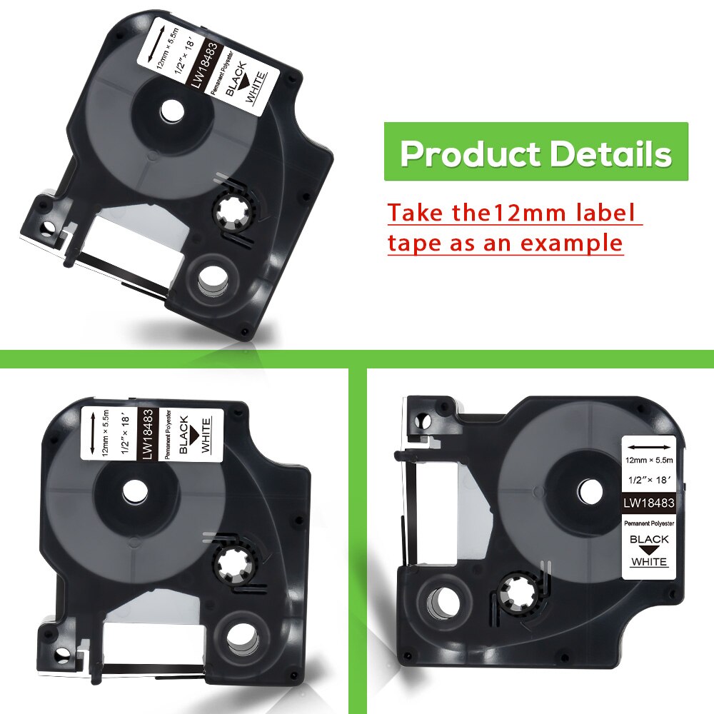 Ecowell 3PK Compatibel Voor Dymo 18484 Rhino Ind Permanente Polyester Label 19Mm Industriële Label Voor Dymo Rhino 4200 5000 printer