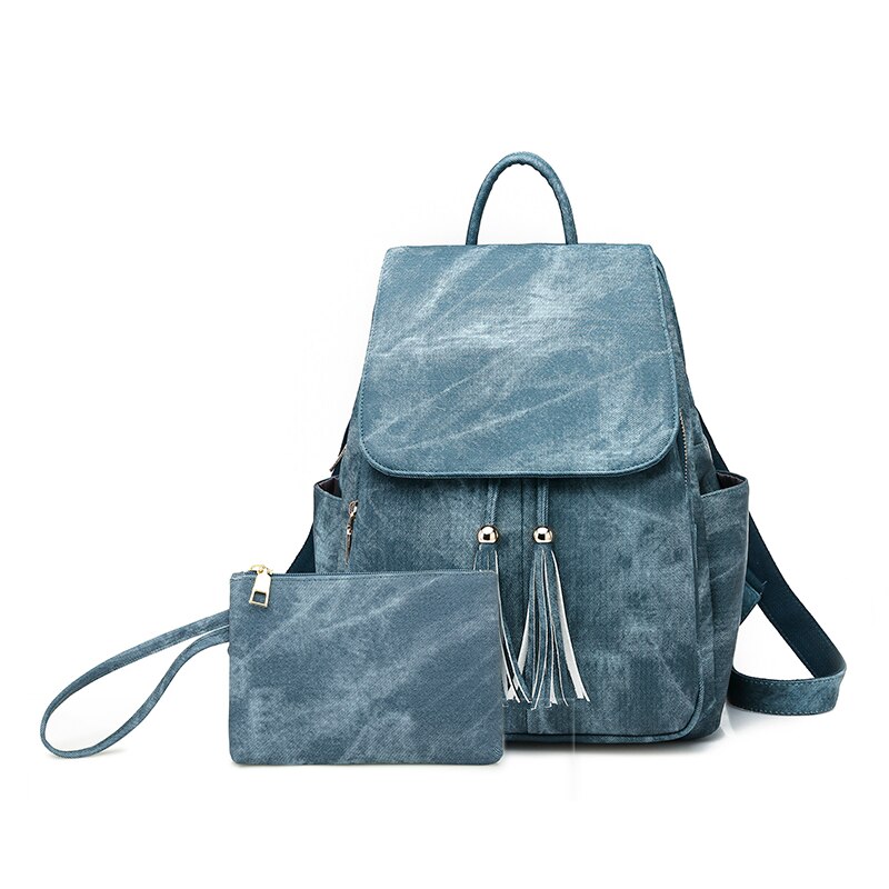 Hoge Capaciteit Luxe Leather School Rugzakken Vrouwelijke Vintage Rugzak Voor Meisjes Schooltas Reizen Rugzak: Blue