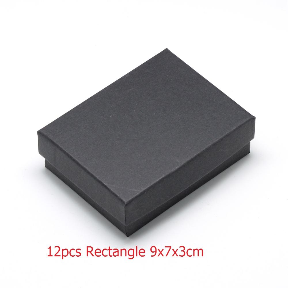 Square/Rectangle Jewelry Organizer Box For Earrings Necklace Bracelet Display Box Holder Packaging Cardboard Boxes Black: 12pcs  9x7x3cm