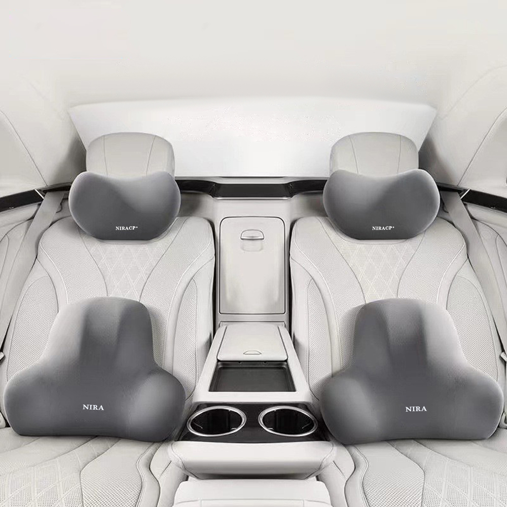 Almohada de espuma viscoelástica para el cuello para coche, protección para aliviar el estrés, cojín de respaldo Lumbar, cojín Lumbar transpirable para reposacabezas de coche