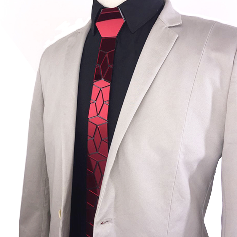 High Technology Men Ties Diamond Neckties Corbatas Gravata Jacquard Slim Tie Business Ruby Red Tie DJ Singer Costume