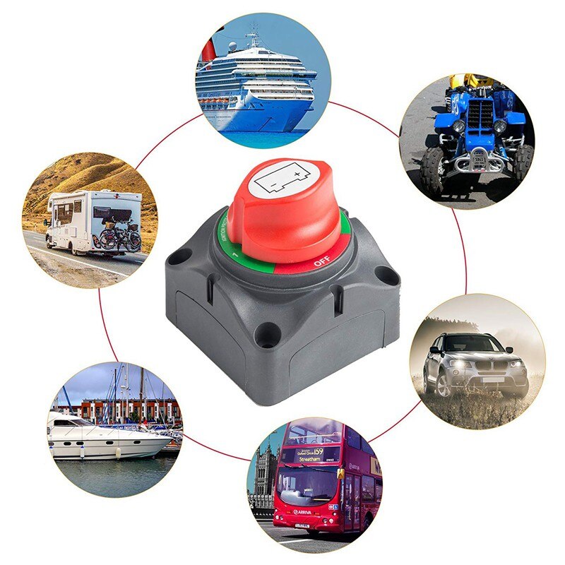 3 Position Disconnect Isolator Master Switch, 12-60V Battery Power Cut Off Kill Switch, Fit for Car/Vehicle/RV/Boat/Marine, 200/