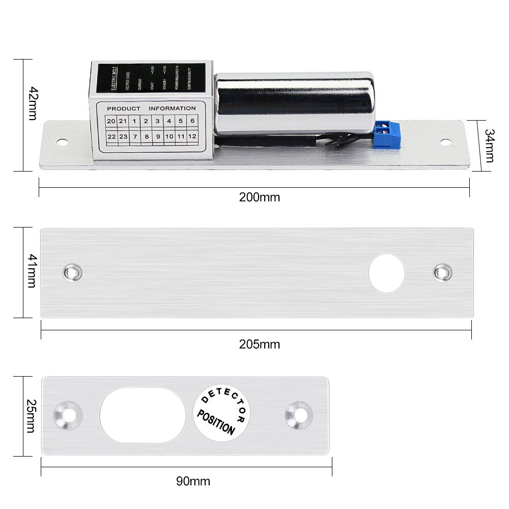 Fail Safe 12V Electric Bolt Lock Low Temperature Electronic Mortise Door Lock with Time Delay for Security Access Control System