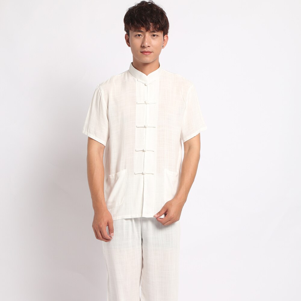 Casual Mannen Katoen Linnen Pyjama Pak Shirt & Broek Broek Nachtkleding Chinese Stijl Mannelijke Handgemaakte Knop Pyjama Set Homewear