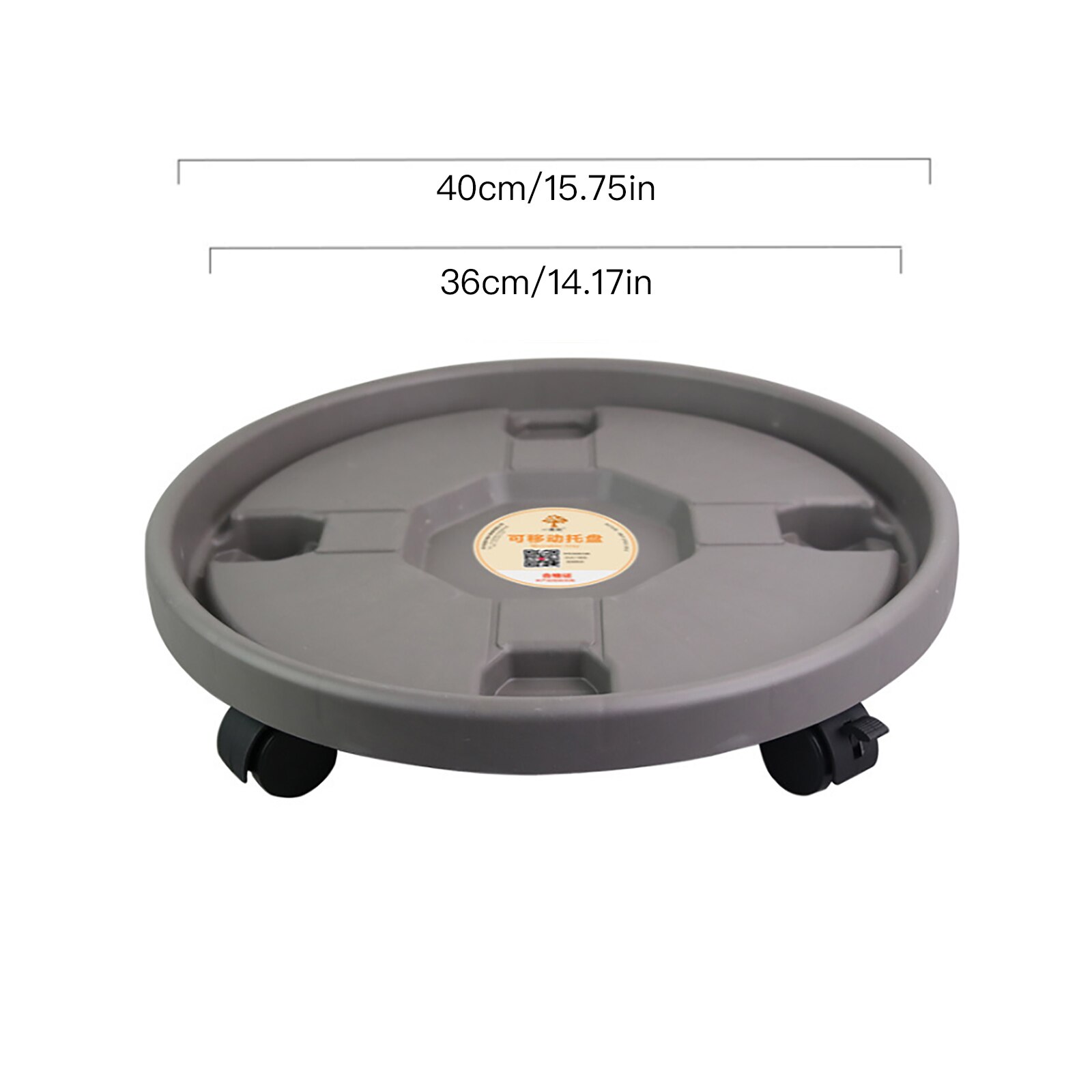 Flower Pot Tray Round Plastic Tray Caster Wheels Pallet Tray Vase With Rollers Flower Plant Pot Holder: Grey 400