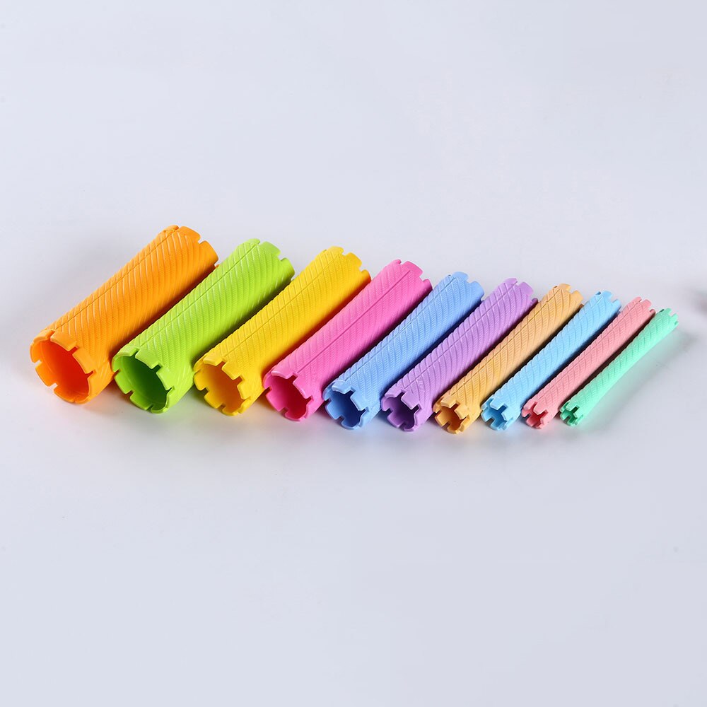 60pcs/set 10 Sizes Hair Rollers Set Wave Hair Cold Perm Rods Kit Permanent Bar Dry wet hair Plastic Curlers & Rubber Band U1066