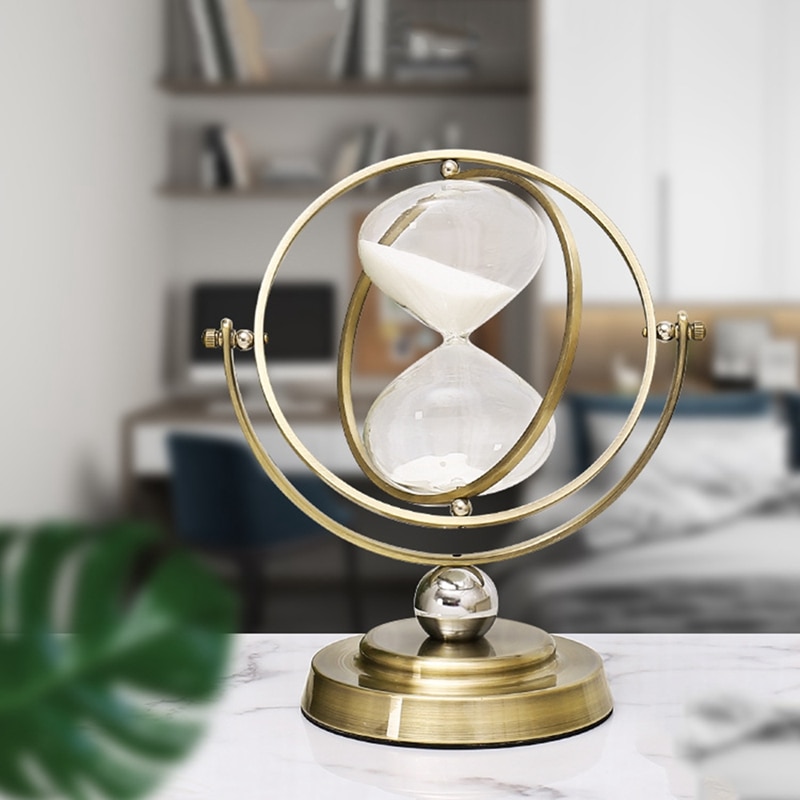 Timeglas 30 minutter roterende sand timeglas, metal timeglas sand timer til vintage boligindretning sandglas: Default Title