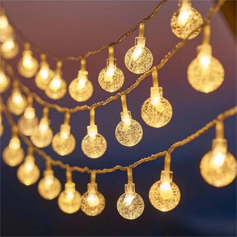 Ljusslinga med 1.5/3m led-bollar, snöflingstjärnor, julslinga, girland, batteridriven för heminredning, juldekoration: M / Djup safir