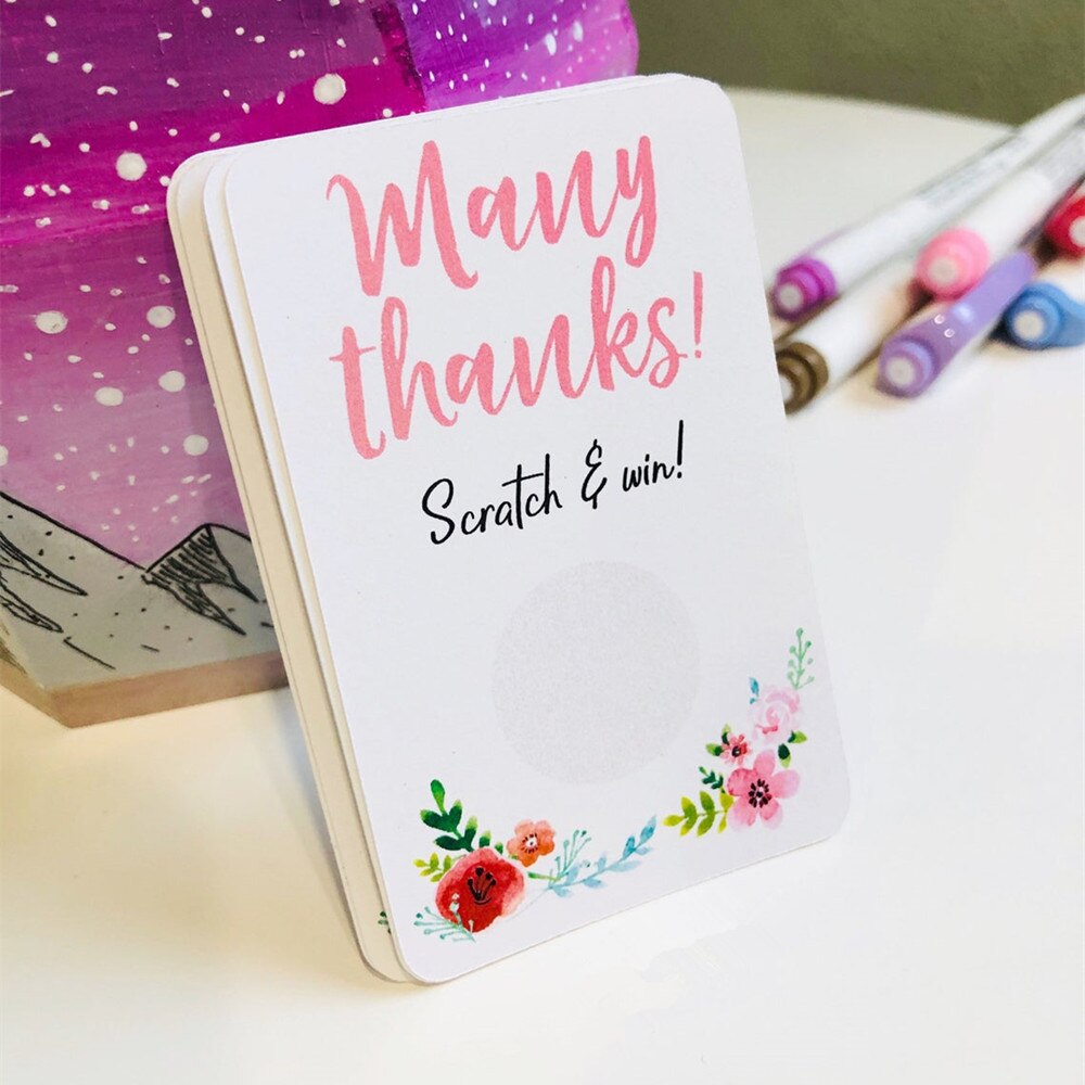 Tarjetas de agradecimiento personalizadas, tarjetas de visita callejeras de Color, tarjetas para rascar, pegatinas florales para negocios, tarjeta de redes sociales personalizada