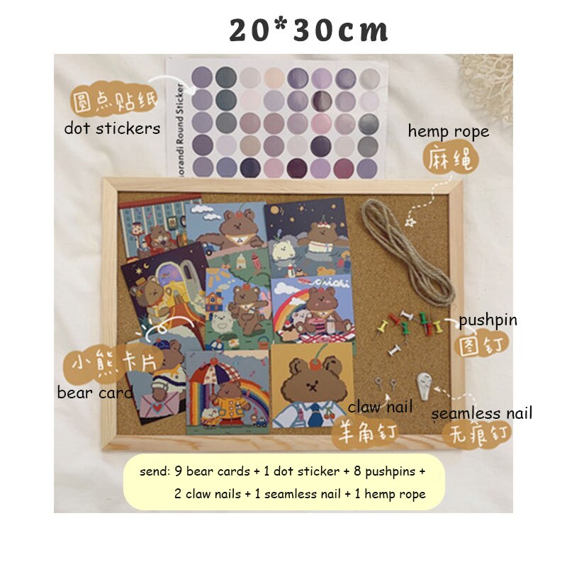 Ins Soft Board Message Board Hanging Simple Solid Wood Frame Background Photo Wall Board School Supplies Stationery: Default Title