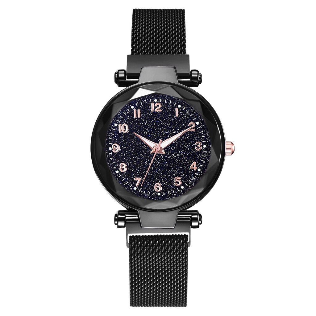 Ladies Magnetic Starry Sky Clock Luxury Women Watches Diamond Female Quartz Wristwatches Relogio Feminino Zegarek Damski: Black1