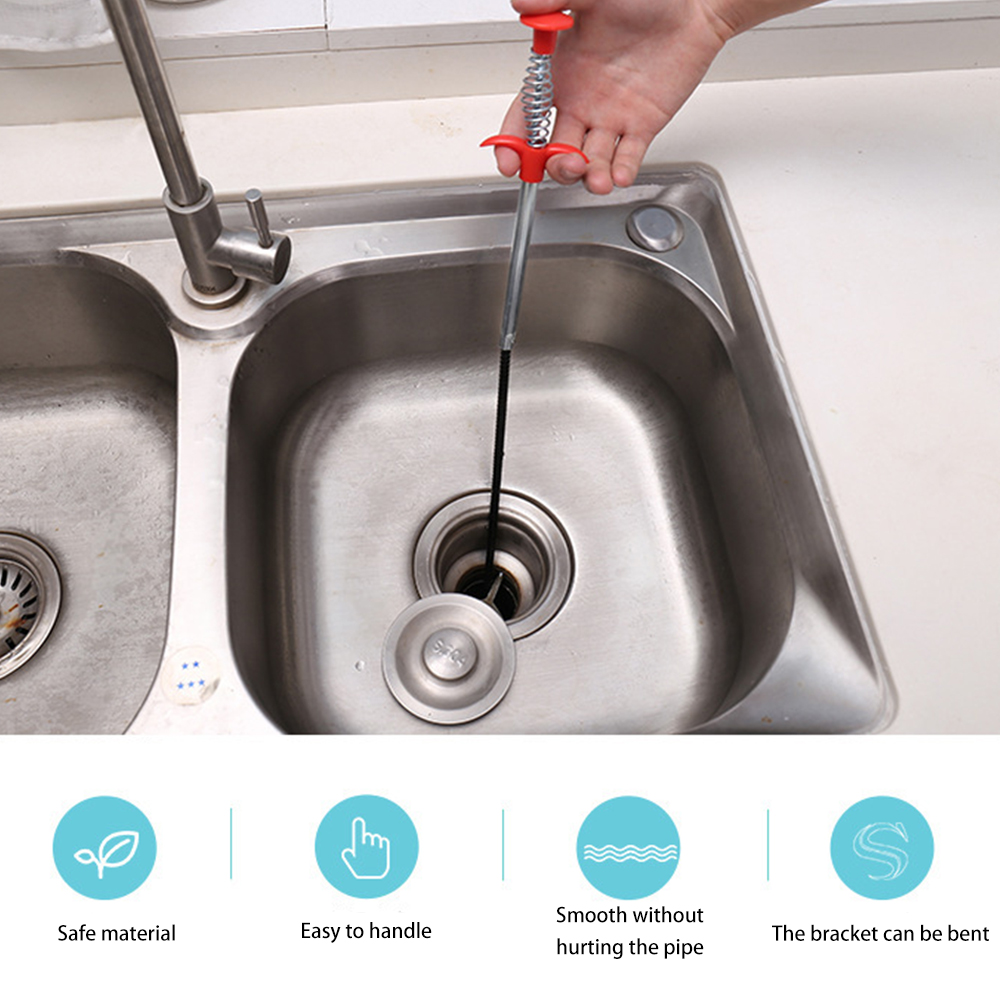 90cm Pipe Dredge Home Portable Kitchen Bathroom Sink Sewer Dredging Tool with Four-jaw Gripper Quickly Clean Garbage Tools