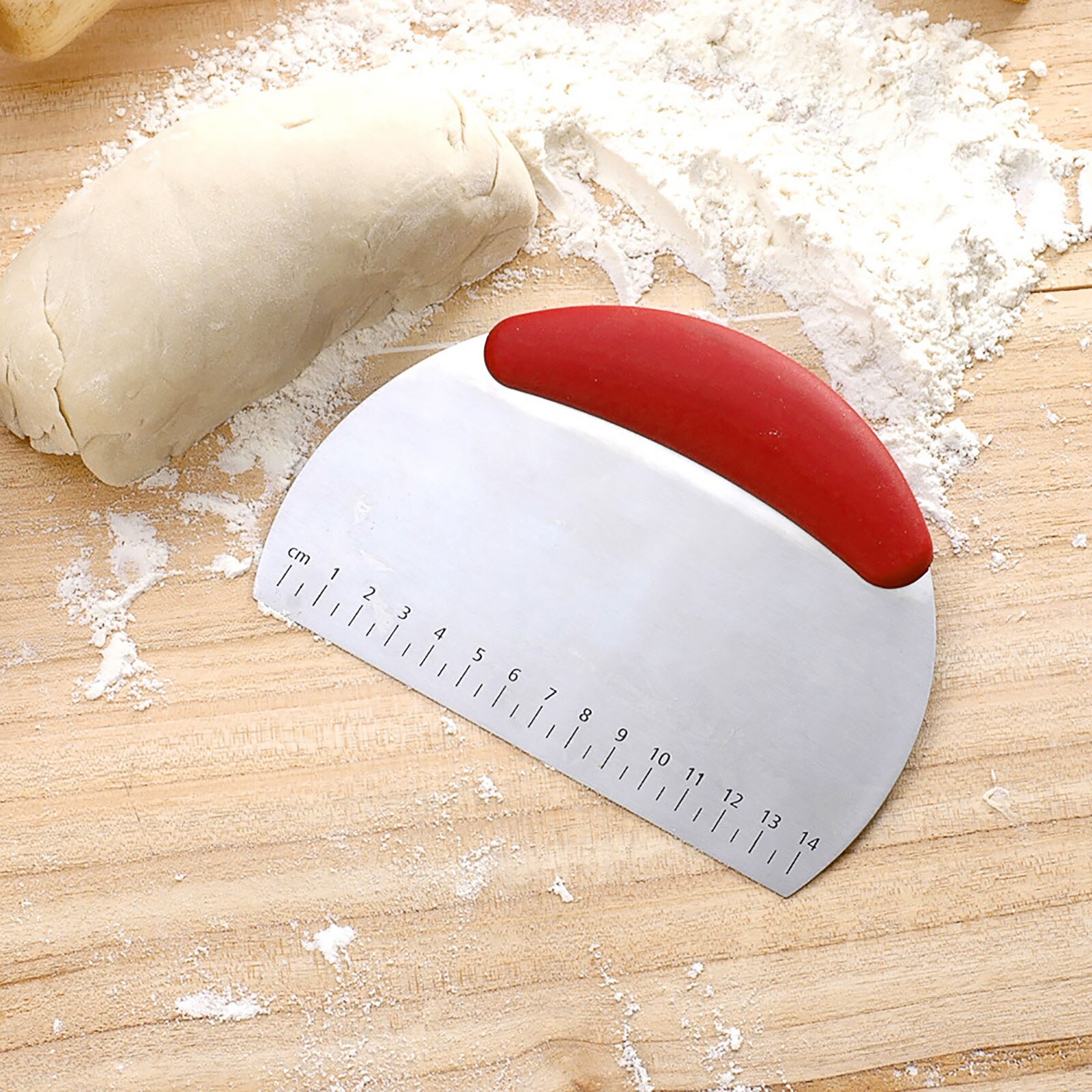 Kitchen Dough Scraper with Scale Stainless Steel Flour Dough Pizza Scraper Baking Utensils Pastry Spatula Baking Tools