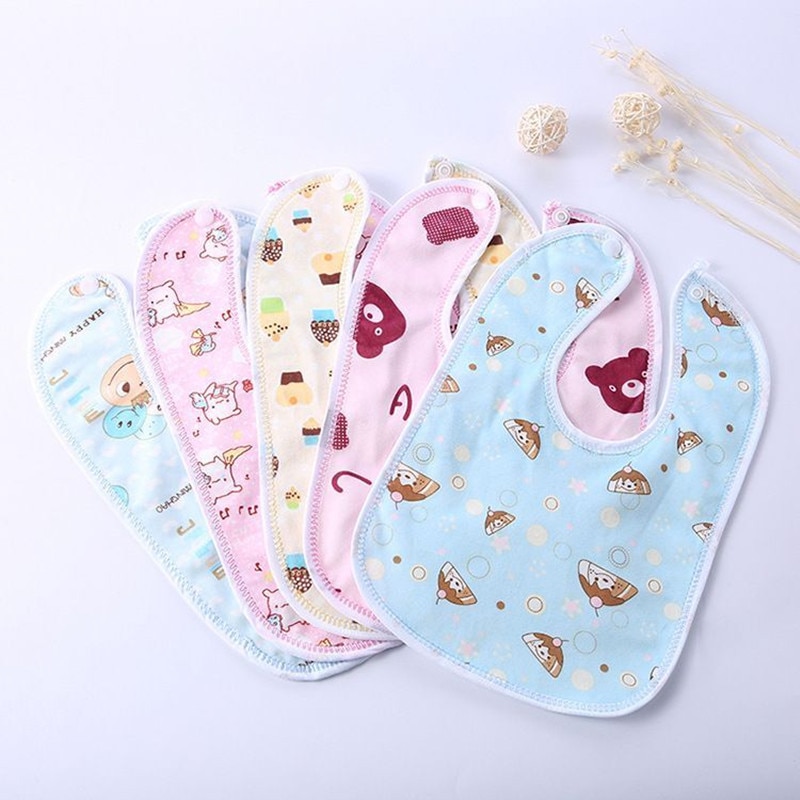 6Pc/Lot Random Color Baby Bibs Waterproof Saliva Cartoon Towel