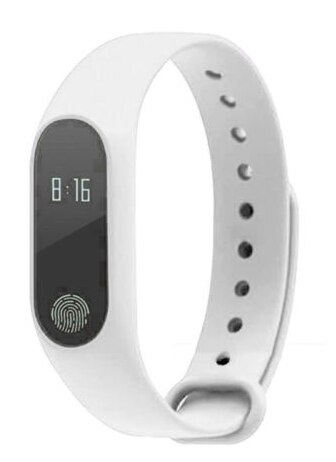 Bluetooth siliconen smartwatch voor dames en heren, hartslagmeter, fitness, slaaptracker, armband, horloge, waterdichte polsband: Wit