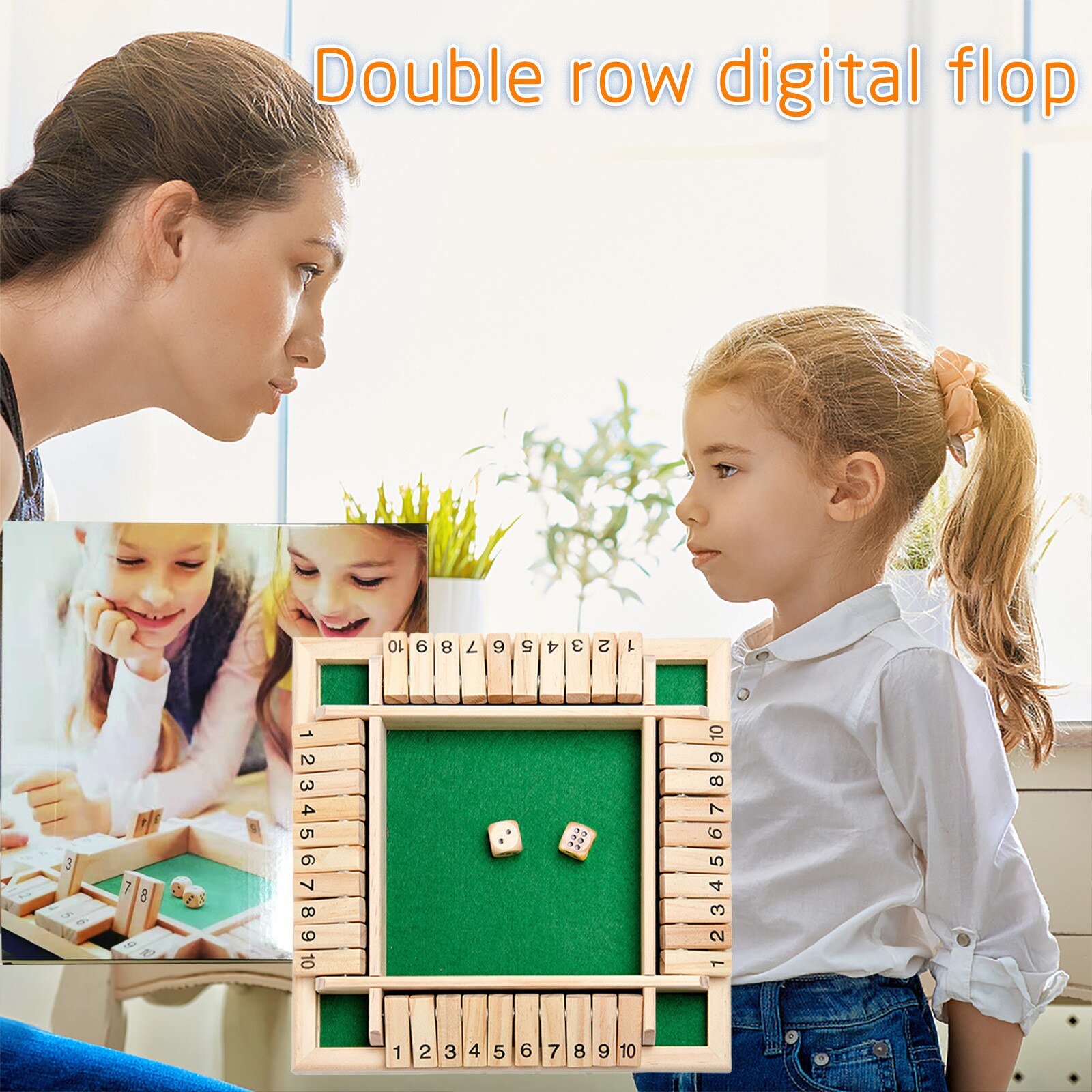 Traditional Four Sided Wooden 10 Number Pub Bar Board Dice Game For Shut the Box Family Travel Fun Game Set Family Fun Games