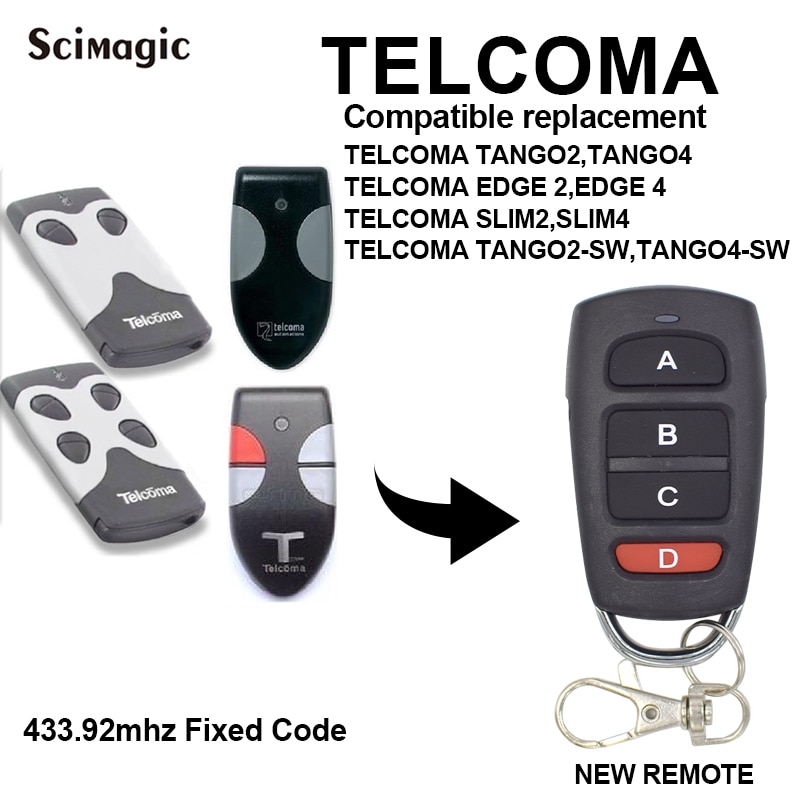 TELCOMA EDGE 2 / EDGE 4 porte de garage porte télécommande 433.92 MHz émetteur