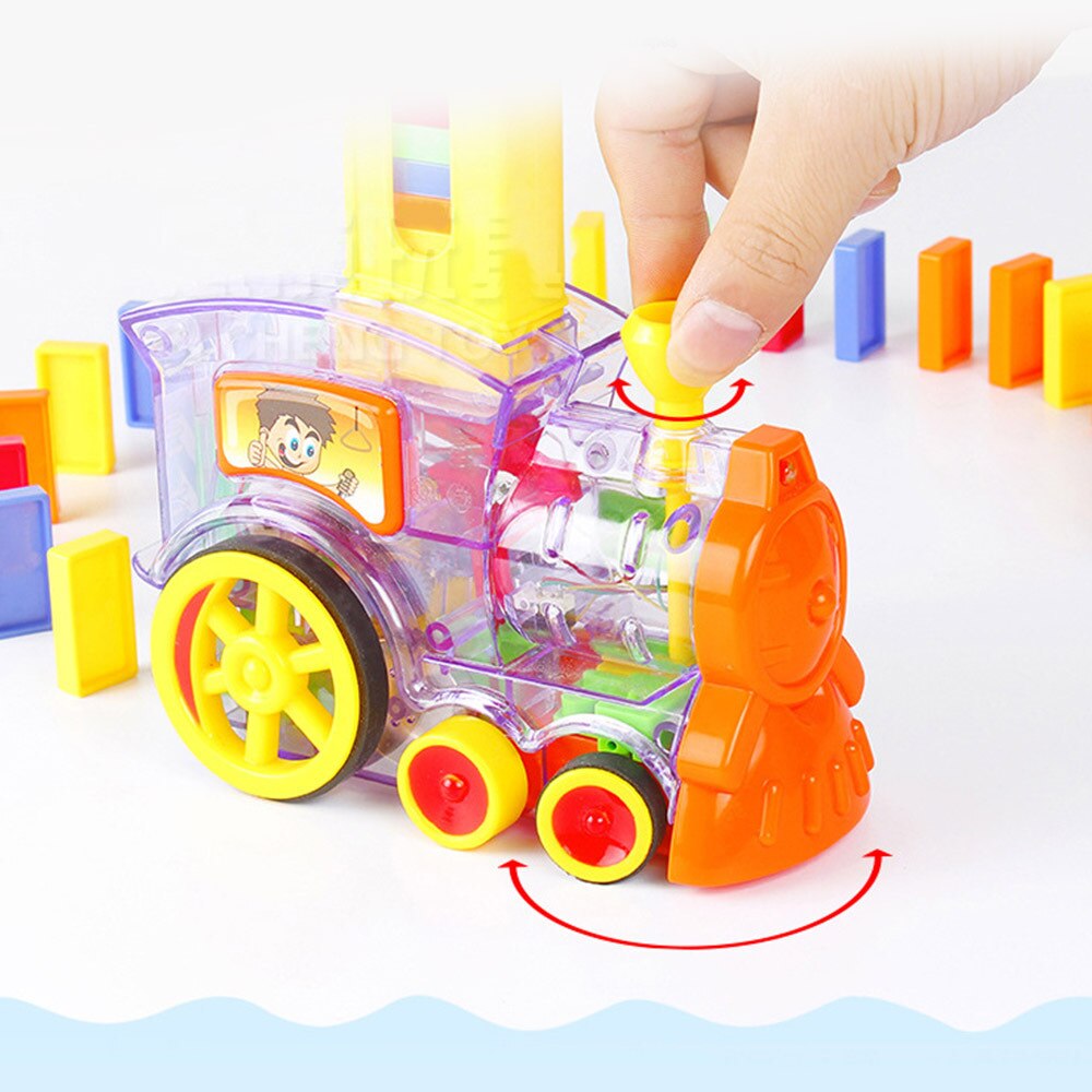 Domino Trein Model Auto Speelgoed Automatische Sets Up Kleurrijke Domino Blokken Spel Met Belasting Educatief Speelgoed