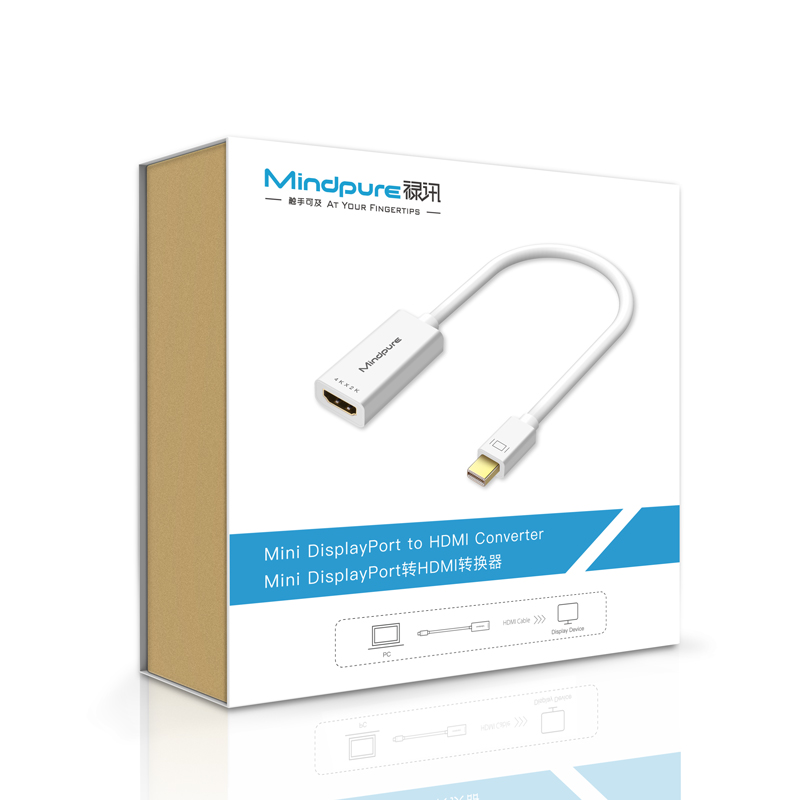 Mindpure Mini DisplayPort na HDMI Adapter 4K 1080P Thunderbolt 2 męski na żeński konwerter kablowy dla MacBook Air Surface Pro