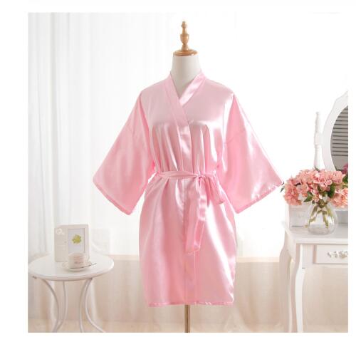 Donne calde di Seta Corto Damigella D'onore Della Sposa Abito sexy Da Sposa in Raso kimono Vestaglie Degli Indumenti Da Notte Camicia Da Notte del Vestito della Donna Accappatoio Pigiama Rosa