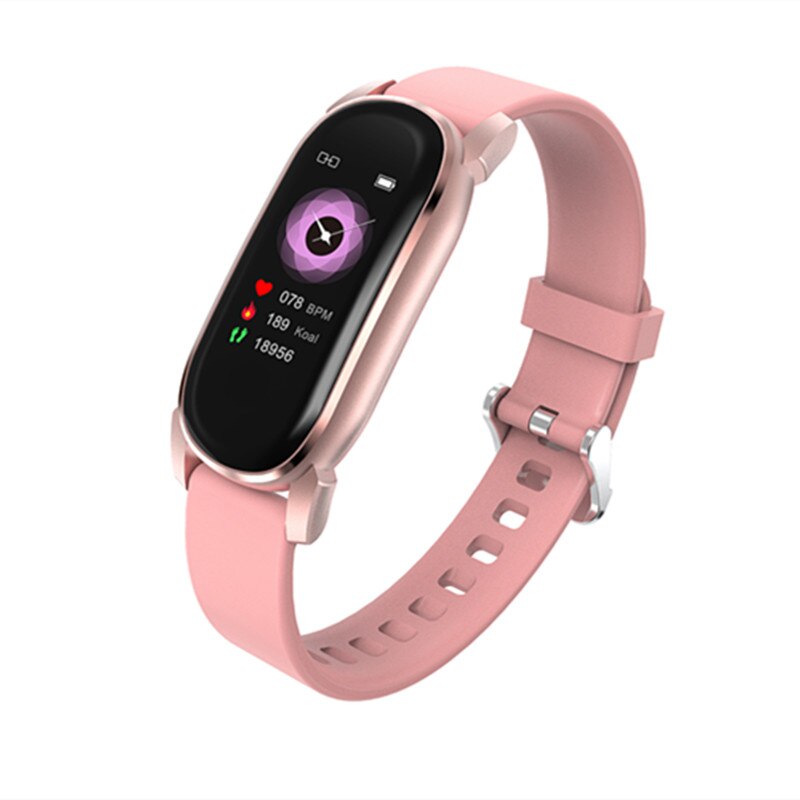 Bysl YD8 Smart Polsband Temperatuur Vrouwen Smart Armband Fitness Tracker Voor Android Ios Lange Standbysmart Horloge: Silicone Pink