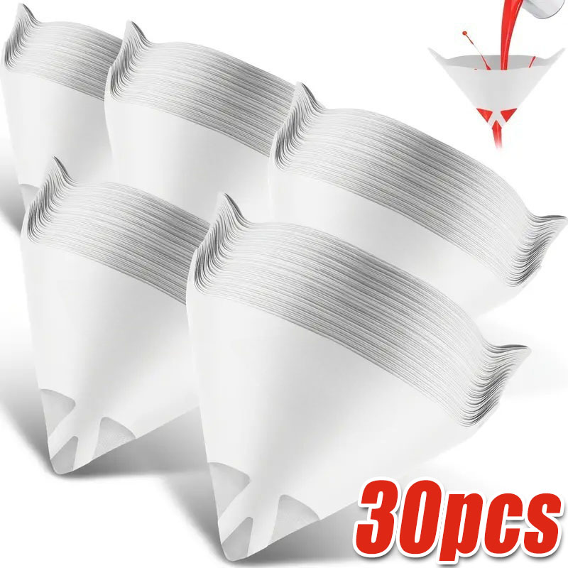 Filtro de papel desechable para coche, 10-500 Uds., 190 malla, taza purificadora, malla para pintura en aerosol, herramientas de embudo de papel cónico de nailon micrón: Blanco