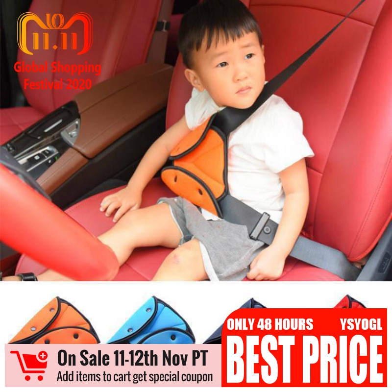 couverture de ceinture de sécurité pour voiture douce réglable enfants ceinture de sécurité fixateur Triangle Anti-rebord pour les ceintures de Protection du cou de l'enfant