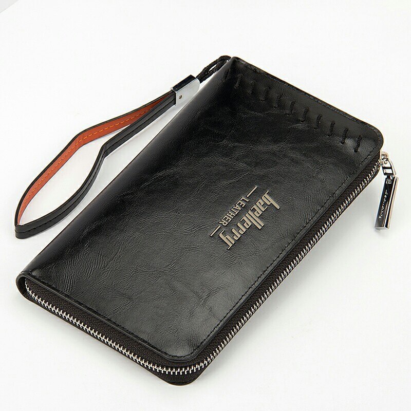 Baellerry sac à main hommes portefeuille longue grande capacité en cuir portefeuilles pour marron pochette fermeture éclair portefeuille sacs sacs à main
