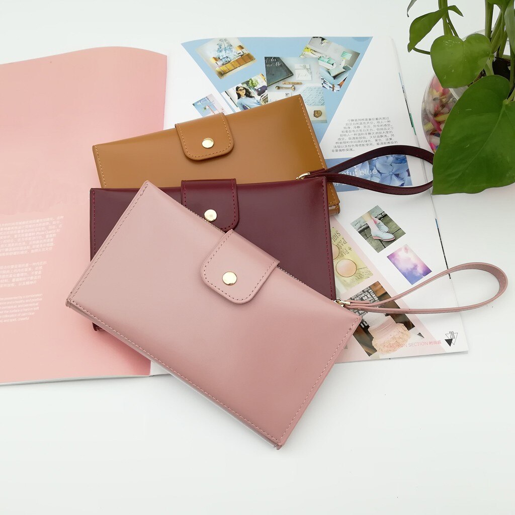 Mobile Phone Bag Anti-theft Wallet Back Side Clear Touching Screen Leather Bag Pouch Bag Women Girls Lady Mini Bag