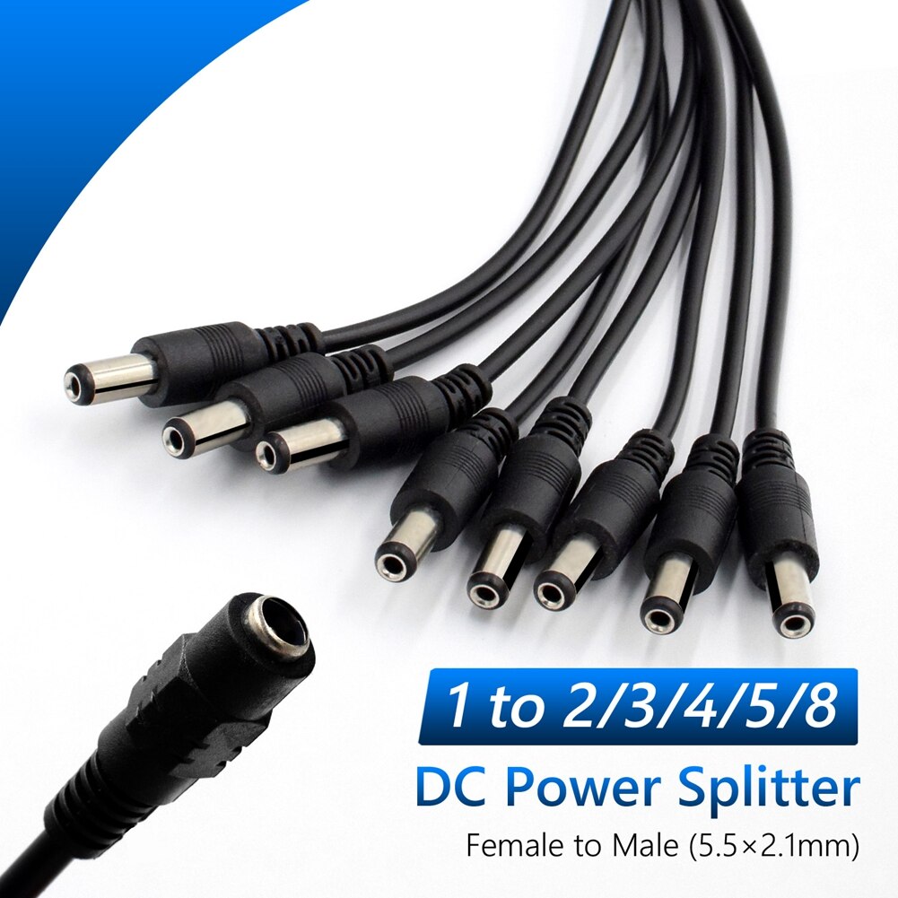 Dc Power Splitter Kabel Pvc Plastic Kabel 1 Female Naar 2/3/4/5/8 2.1X5.5Mm Dual Man Voor Led Strip Cctv Camera