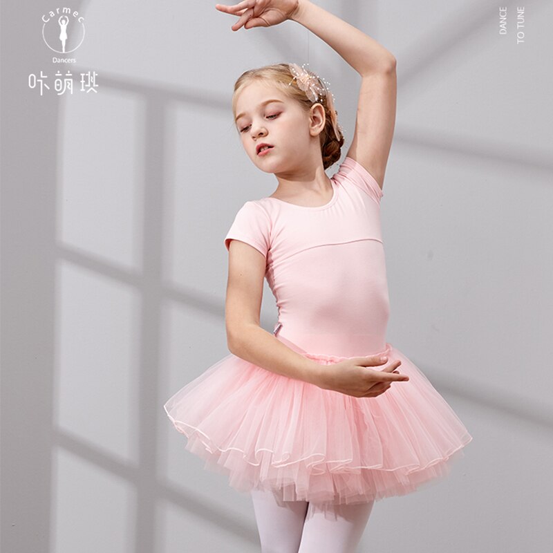 Eisnnu Meisjes Balletkleding Mouwloos Balletpakje Verstelbare Bandjes Dansjurk Katoenen Balletpakje Ballet Body met Chiffon Rok Tutu 2-14 Jaar (Roze, 120