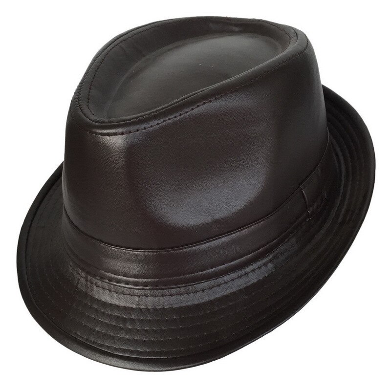 Leather Fedora Hat Retro Jazz Hat Cowboy Gentleman Bowler Hat Short Brim Floppy Trilby Panama Hat Hip Hop Black Hat Men's Women: 1