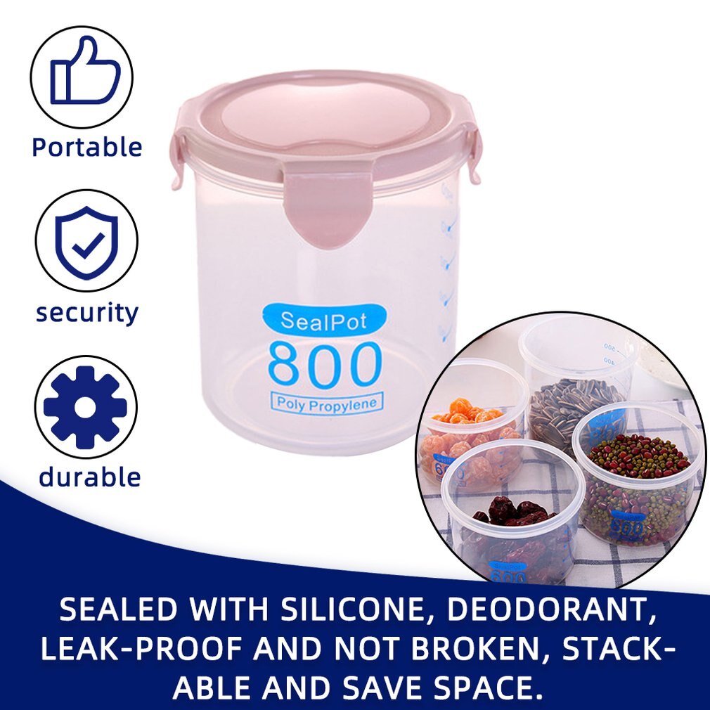 Multi-functional Clear Plastic Sealed Cans Storage Tank Kitchen Dry Food Containers Home Food Grain Storage Jar
